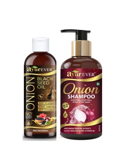 Onion Oil With Black Seed Extract 100 Ml + Red Onion Shampoo 300 Ml - (Combo)