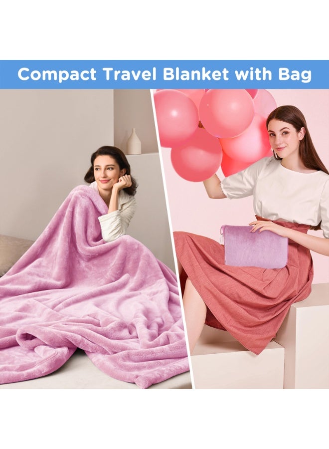 LEFAFA Travel Blanket Pillow, Premium Soft 2 in 1 Airplane Blanket with Soft Bag Pillowcase, Compact Hand Luggage Sleeve and Backpack Clip, Travel Essentials for Long Trips, Flying and Car(Pink)  - Image 4