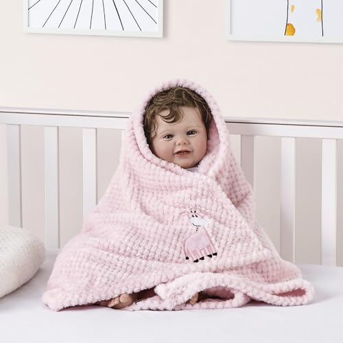 CREVENT 2Pcs 30''X40'' Cute Cozy Fluffy Warm Baby Blankets for Infants Toddlers' Bedding Crib Cot Stroller - Giraffe + Cat - Image 4
