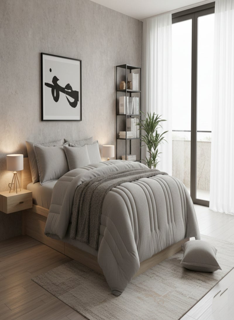 Moon Double-Sided Winter Bed Set – 6 Pieces (1 Comforter + 1 Fitted Sheet + 2 Pillowcases + 2 Cushion Covers) – Reversible Velvet Front & Fleece Back – Fits 200×200 cm Bed - Image 2