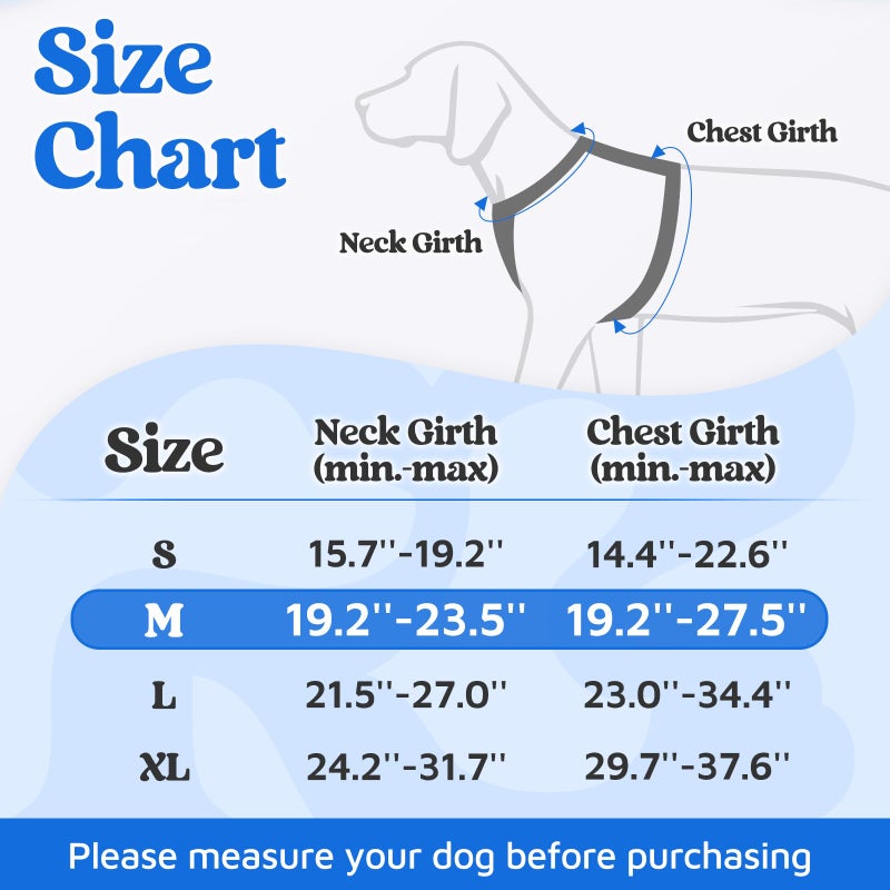 rabbitgoo Dog Harness Medium Sized, No Pull Dog Vest with 3 Buckles, Adjustable Soft Padded Pet Harness with Easy Control Handle and Reflective Strips, Blue, M - Image 2