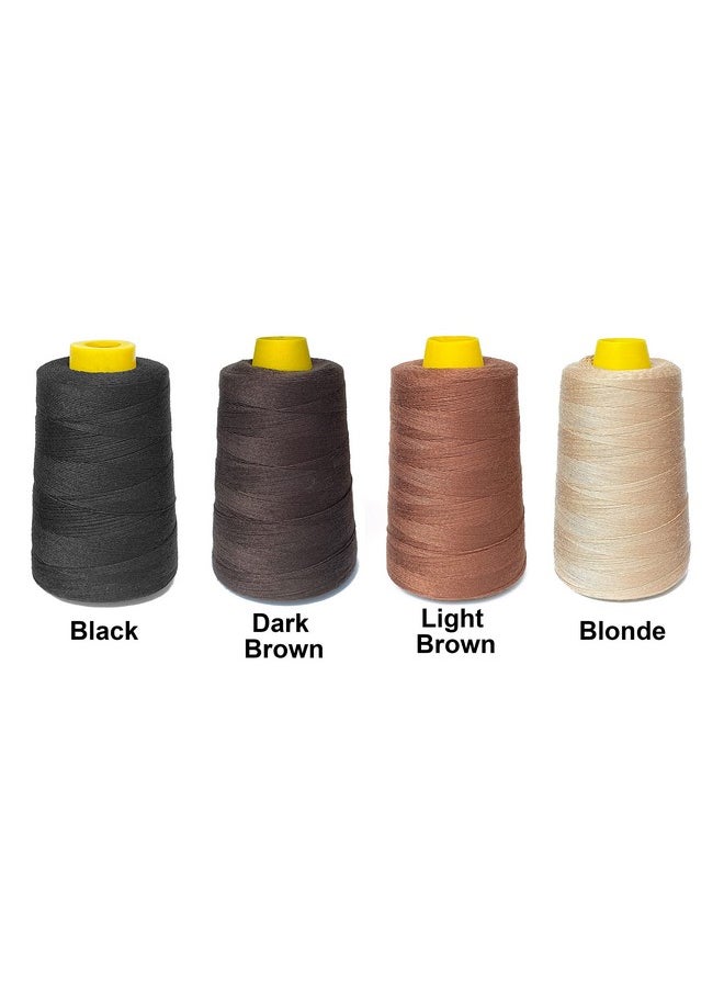 Young Hair Thick Human Hair Sewing Thread With 3Pcs Curl Needles Wig Making Thread 1000 Yards (Black)  - Image 2