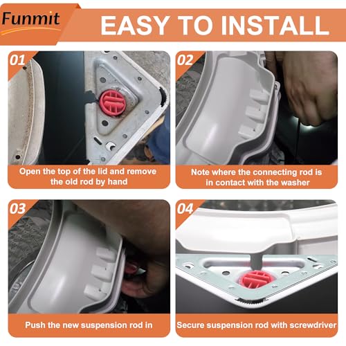 Funmit WA50R5200AW/US WA50R5400AV/US WA45T3200AW/A4 DC97-05280W Washer Suspension Rods for Samsung WA45M7050AW/A4 WA5451ANW/XAA WA45N3050AW/A4 WA45T3400AV WA45T3400AW WA50R5400AW/US - Image 5