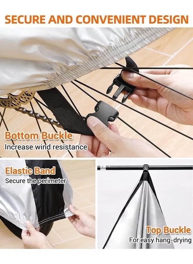 NANAO Bike Cover Waterproof Outdoor Bicycle Covers for Mountain and Road Bikes with waterproof storage bag, Rain Sun UV Proof,210D silver-coated bicycle cover Rainproof sunblock electric vehicle cover  - Image 3