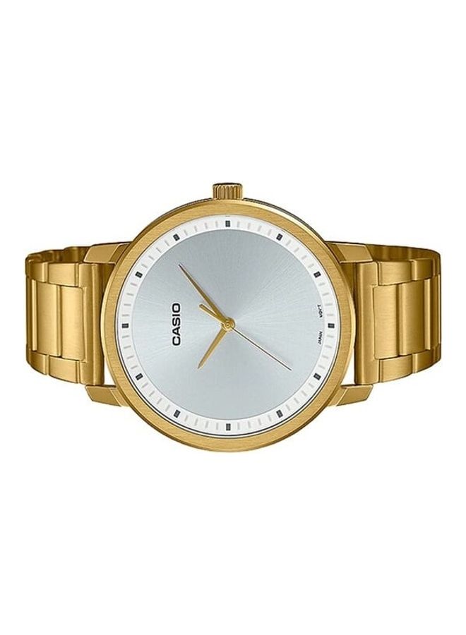 CASIO Men Silver Dial Stainless Steel Gold Ion Plated Band Analog Wrist Watch MTP-B115G-7EVDF - Image 2
