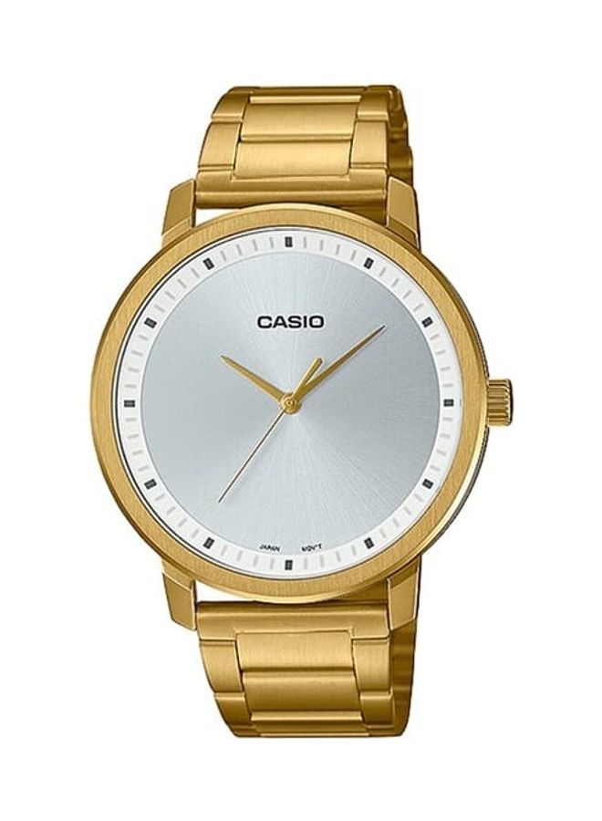 CASIO Men Silver Dial Stainless Steel Gold Ion Plated Band Analog Wrist Watch MTP-B115G-7EVDF - Image 1