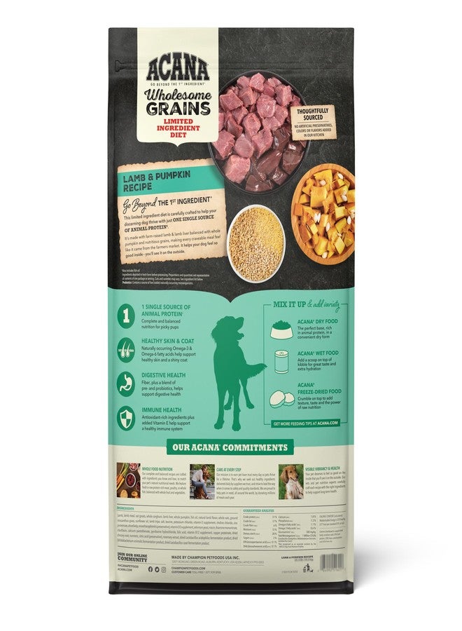 ACANA Wholesome Grains Dry Dog Food Limited Ingredient Lamb & Pumpkin Recipe 4lb Bag - Image 2