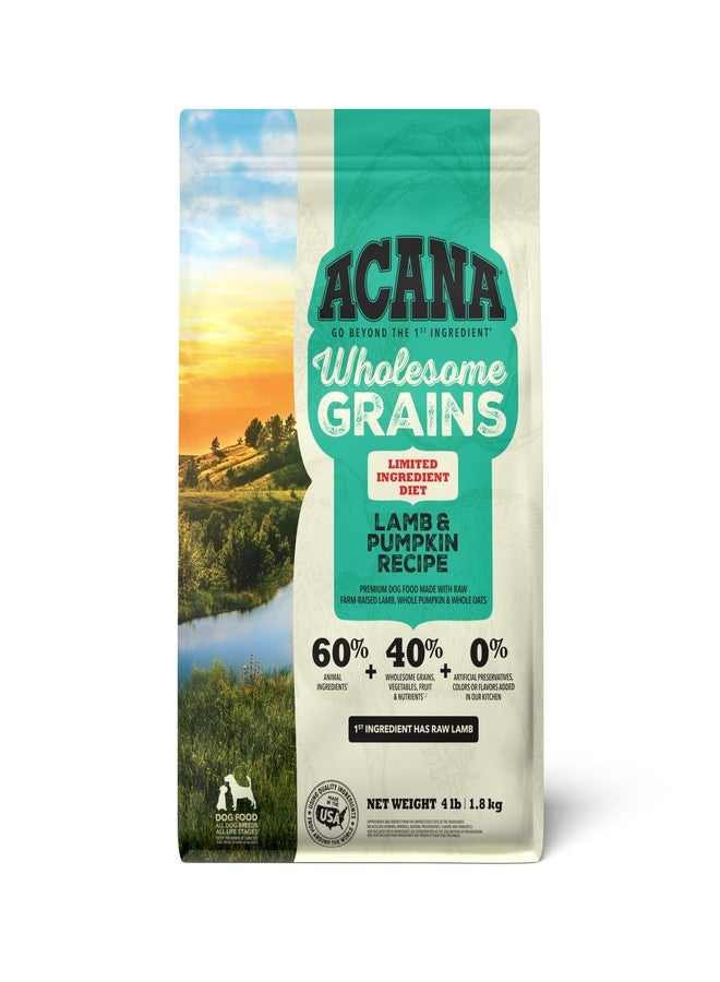 ACANA Wholesome Grains Dry Dog Food Limited Ingredient Lamb & Pumpkin Recipe 4lb Bag - Image 1