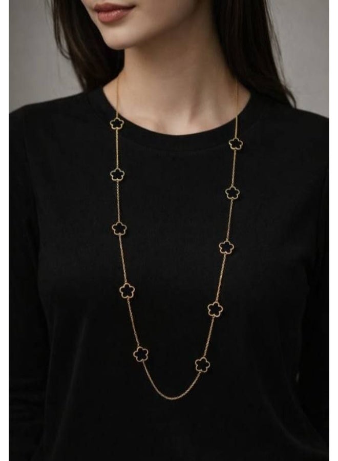 Gold-plated four-petaled clover pendant for women, four-petaled clover necklace, lucky flower necklace, unique jewelry - Image 1