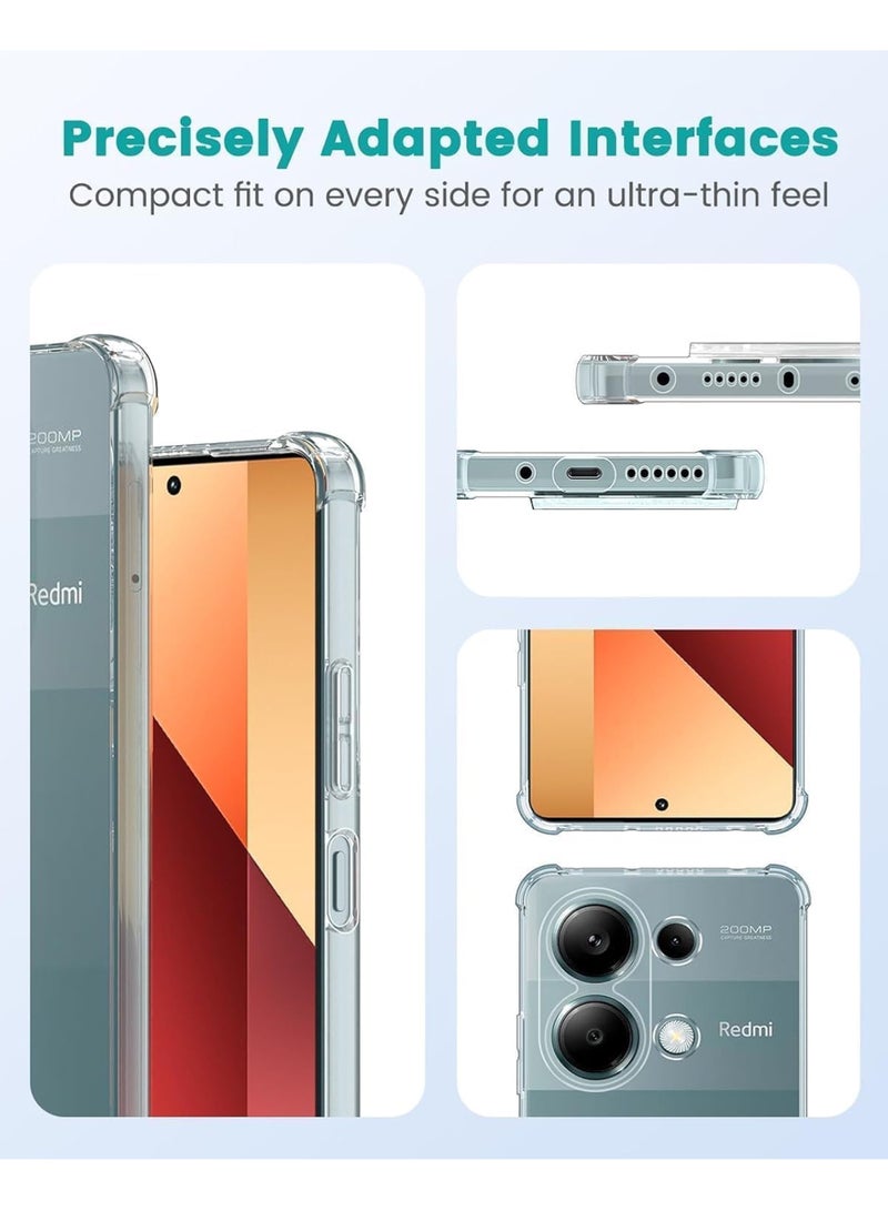 ولديك جراب Xiaomi Redmi Note 13 4G | مصمم خصيصًا لجراب Xiaomi Redmi Note 13 4G | جراب نحيف مرن من مادة TPU مع وسادة هوائية وامتصاص الصدمات من المطاط الناعم والسيليكون مناسب لهاتف Xiaomi Redmi Note 13 4G | شفاف - Image 4