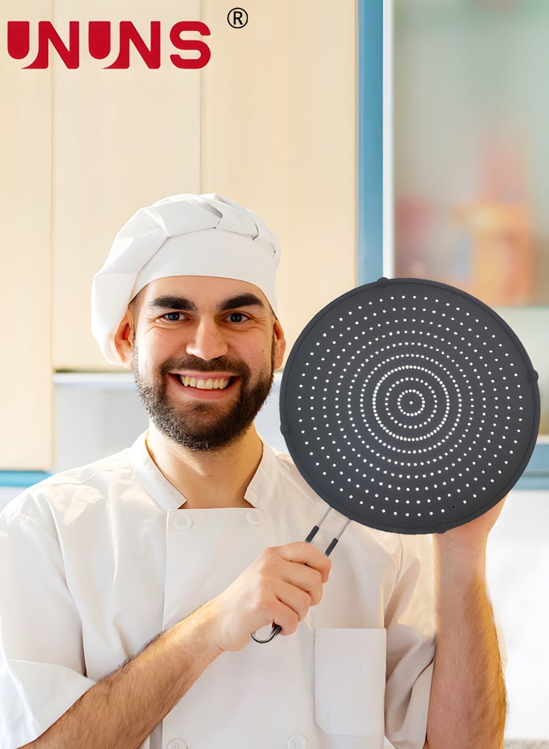 يو إن يو إن أس شاشة رش من السيليكون للمقلاة مقاس 13 بوصة، متعددة الاستخدامات لرش الشحوم مقاومة للحرارة للزيت الساخن وسلامة الغذاء وواقي دفقة الزيت - Image 1