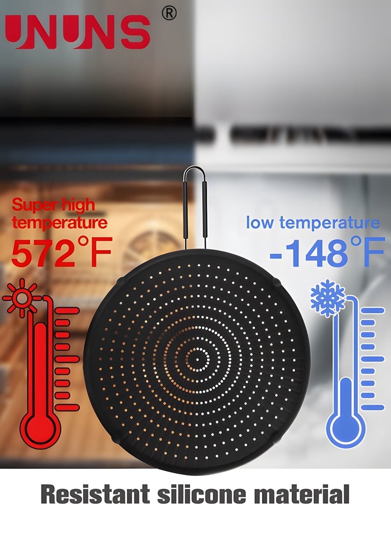 يو إن يو إن أس شاشة رش من السيليكون للمقلاة مقاس 13 بوصة، متعددة الاستخدامات لرش الشحوم مقاومة للحرارة للزيت الساخن وسلامة الغذاء وواقي دفقة الزيت - Image 3