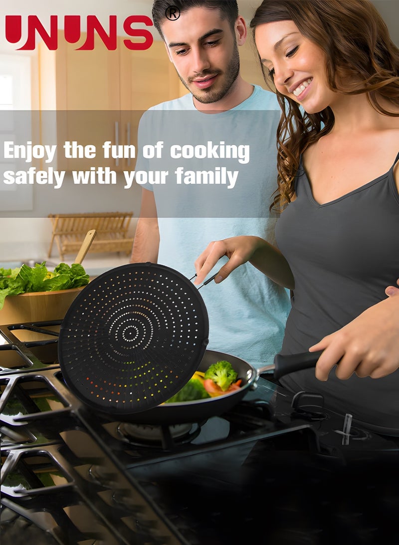 يو إن يو إن أس شاشة رش من السيليكون للمقلاة مقاس 13 بوصة، متعددة الاستخدامات لرش الشحوم مقاومة للحرارة للزيت الساخن وسلامة الغذاء وواقي دفقة الزيت - Image 4