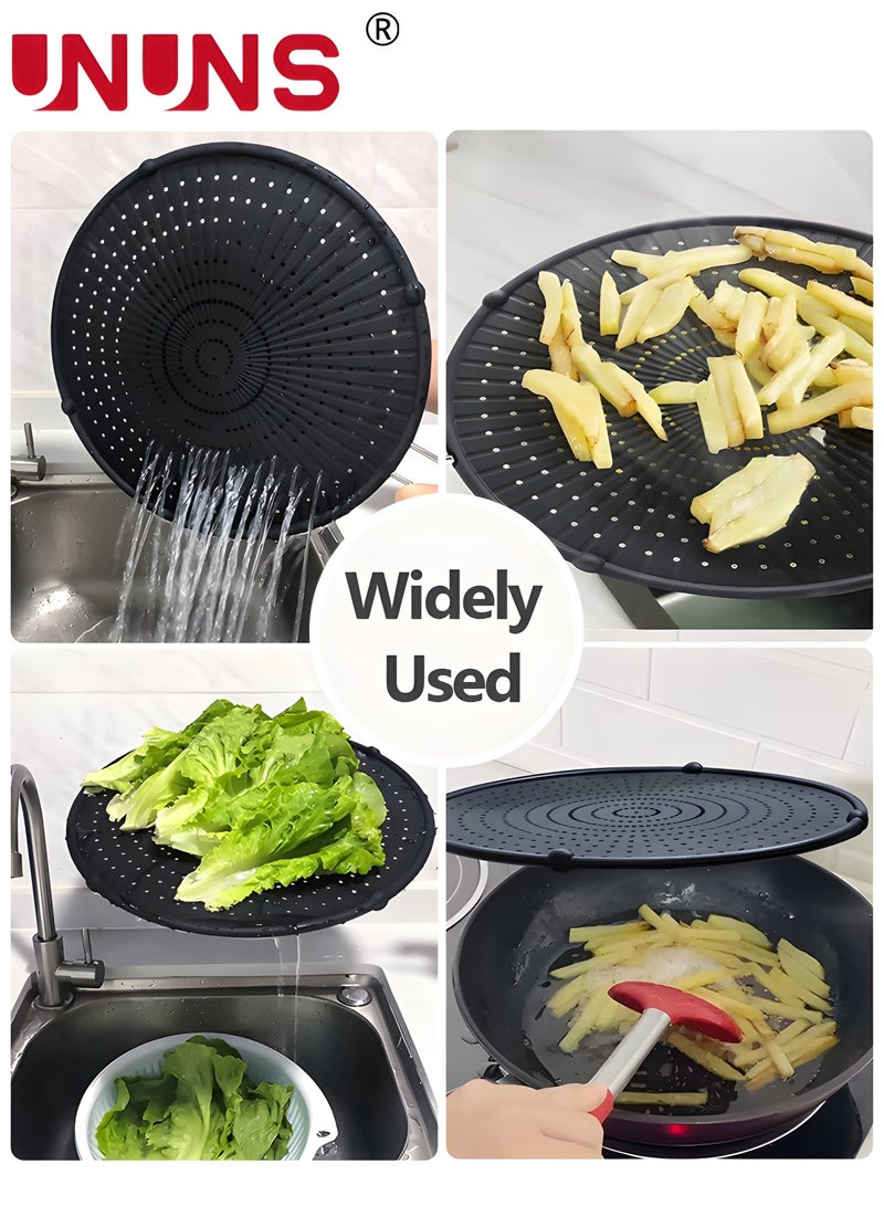 يو إن يو إن أس شاشة رش من السيليكون للمقلاة مقاس 13 بوصة، متعددة الاستخدامات لرش الشحوم مقاومة للحرارة للزيت الساخن وسلامة الغذاء وواقي دفقة الزيت - Image 5