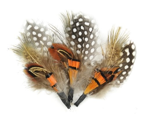 Touch of Nature 38108 3-Piece Natural Feather Pick with Nylon Loop for Arts and Crafts, 3.5-Inch, Guinea/Orange - Image 2