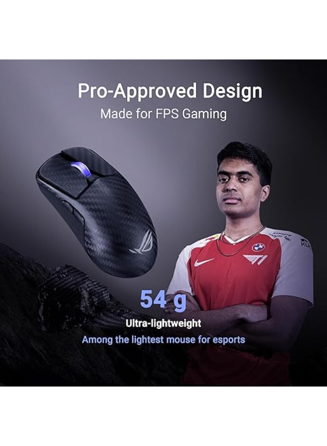 ASUS ROG Harpe Ace Extreme Wireless Gaming Mouse, Carbon Fiber Build, 47g Lightweight, AimPoint Pro 42K Optical Sensor, Optical Micro Switches, ROG Polling Rate Booster, Esports & FPS Gaming, Black - Image 3