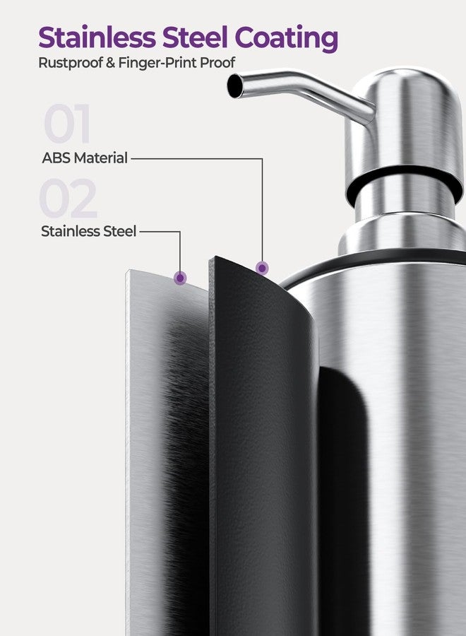 ODesign Kitchen Soap Dispenser Set - 3 in 1, Stainless Steel Dish Soap Dispenser with Sponge Holder, Dish Brush & Brush Holder, Kitchen Sink Caddy Organizer for Countertop - Rustproof, Non-Slip - Image 4