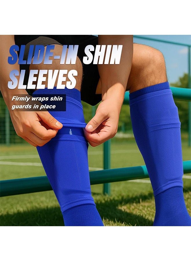 Sports 5 Pcs Set Anti-Slip Grip Soccer Socks, Men Women Leg Guards, Shin Pad for Sports, Training Leg Football shin Guards Covers, Grip Soccer Socks Bandage with Drawstring Ball Bag - Image 3