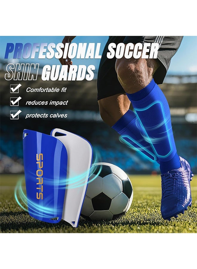 Sports 5 Pcs Set Anti-Slip Grip Soccer Socks, Men Women Leg Guards, Shin Pad for Sports, Training Leg Football shin Guards Covers, Grip Soccer Socks Bandage with Drawstring Ball Bag - Image 2