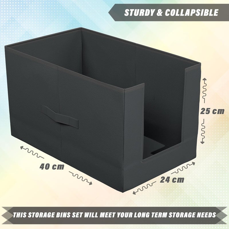 Kuber Industries Pack of 6 NonWoven Shirt Stacker For Storage Foldable WardrobeCloset Organizer For Saree Shirt Pant Dress Foldable and Stackable Storage Box Plain Black - Image 3