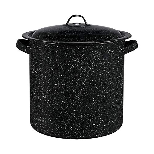 Granite Ware وعاء جرانيت سعة 15.5 لتر، سعة كبيرة للحساء، اليخنات، المعكرونة - جرانيت متين مع سطح غير لاصق لسهولة التنظيف - مقاوم للتشقق وتوزيع حرارة متساوي (أسود مرقط) - Image 1