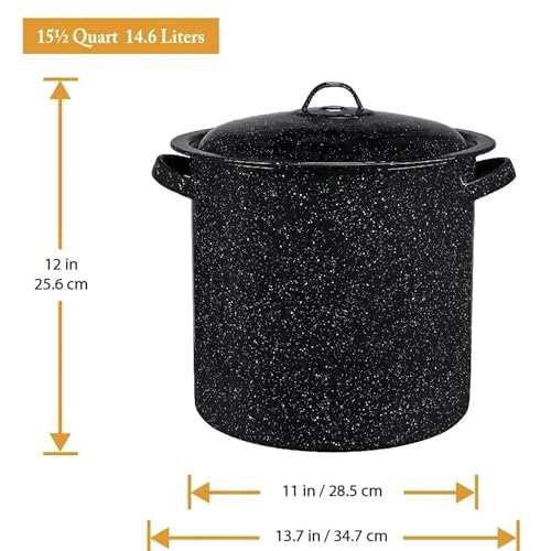 Granite Ware وعاء جرانيت سعة 15.5 لتر، سعة كبيرة للحساء، اليخنات، المعكرونة - جرانيت متين مع سطح غير لاصق لسهولة التنظيف - مقاوم للتشقق وتوزيع حرارة متساوي (أسود مرقط) - Image 3