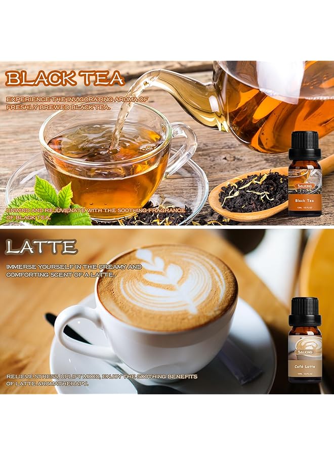 erorex Coffee Shop Fragrance Oils Set Premium Essential Oils Set For Diffuser Scented Oil For Soap And Candle Making Blueberry Pancakes Coffee Café Latte Hot Chocolate French Vanilla Black Tea - Image 5