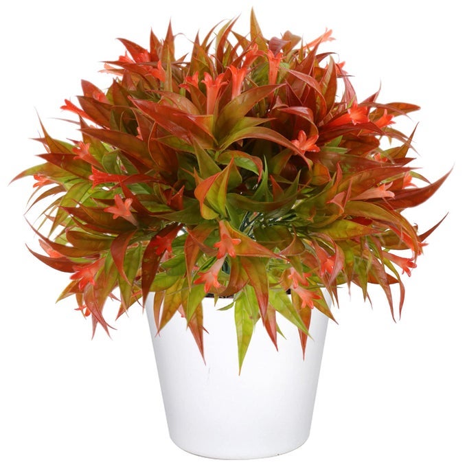 4 Pcs Artificial Morning Glory Shrubs Greenery Bushes for Outdoor Artificial Flowers and Fake Plants for Home Decor UV Resistant Faux Flowers for Garden Wedding Office Decoration