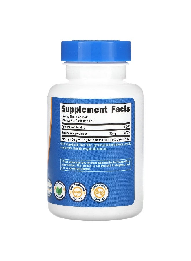 Nutricost نوتريكوست، زنك بيكولينات، 30 ملغ، 120 كبسولة - Image 2