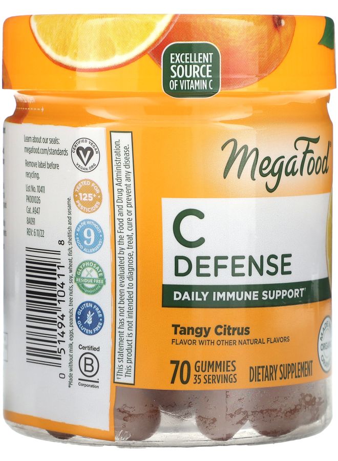 MegaFood C Defense Tangy Citrus 70 Gummies - Image 2
