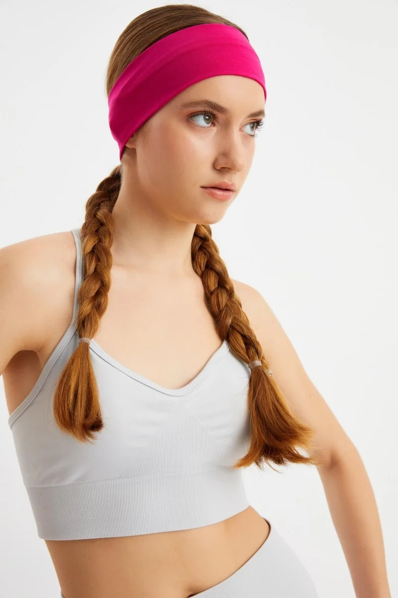 بوتيكجيز Fuchsia Women's Cotton Combed Combed, Non-Slip, Sweatproof, Ultra Light, Sports Hair Band Bandana