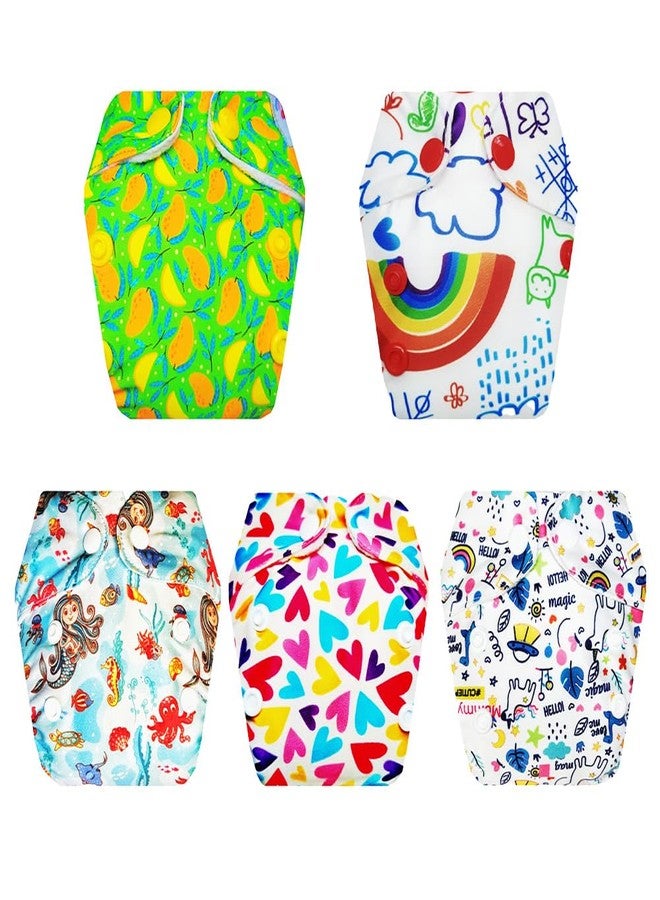 حفاضات قماشية فاخرة من دمبلدو للأطفال حديثي الولادة مع طبقة امتصاص مدمجة (عبوة من 5) | ناعمة ولطيفة | طبقة امتصاص من 6 طبقات | مناسبة للسفر | موثوق بها من قبل الأمهات | من 0 إلى 4 أشهر | للجنسين - Image 1