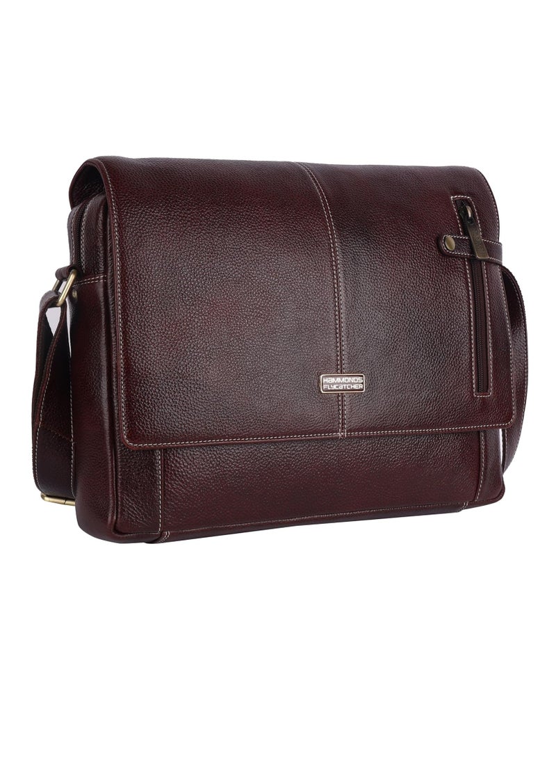 هاموندز فلاي كاتشر حقيبة لاب توب جلدية للرجال - حقيبة مكتبية - تناسب لاب توب  بوصة - حقيبة كتف مراسلة - حقيبة ساتشيل تنفيذية للمكتب - مقاومة للماء | بني - Image 1