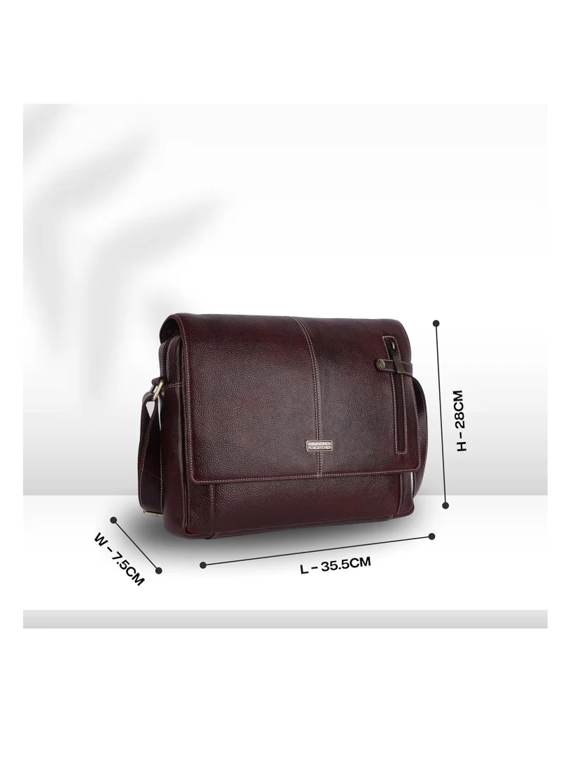 HAMMONDS FLYCATCHER Laptop Bag for Men - Leather Office Bag for Men - Fits 14 Inch Laptop - Messenger Shoulder Bag - Executive Satchel Bag for Office - Water Resistant | Brown | QRZF
