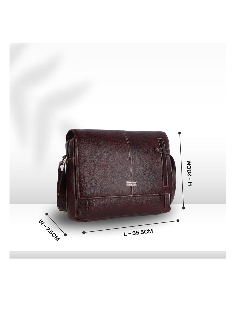  هاموندز فلاي كاتشر حقيبة لاب توب جلدية للرجال - حقيبة مكتبية - تناسب لاب توب  بوصة - حقيبة كتف مراسلة - حقيبة ساتشيل تنفيذية للمكتب - مقاومة للماء | بني - Image 3