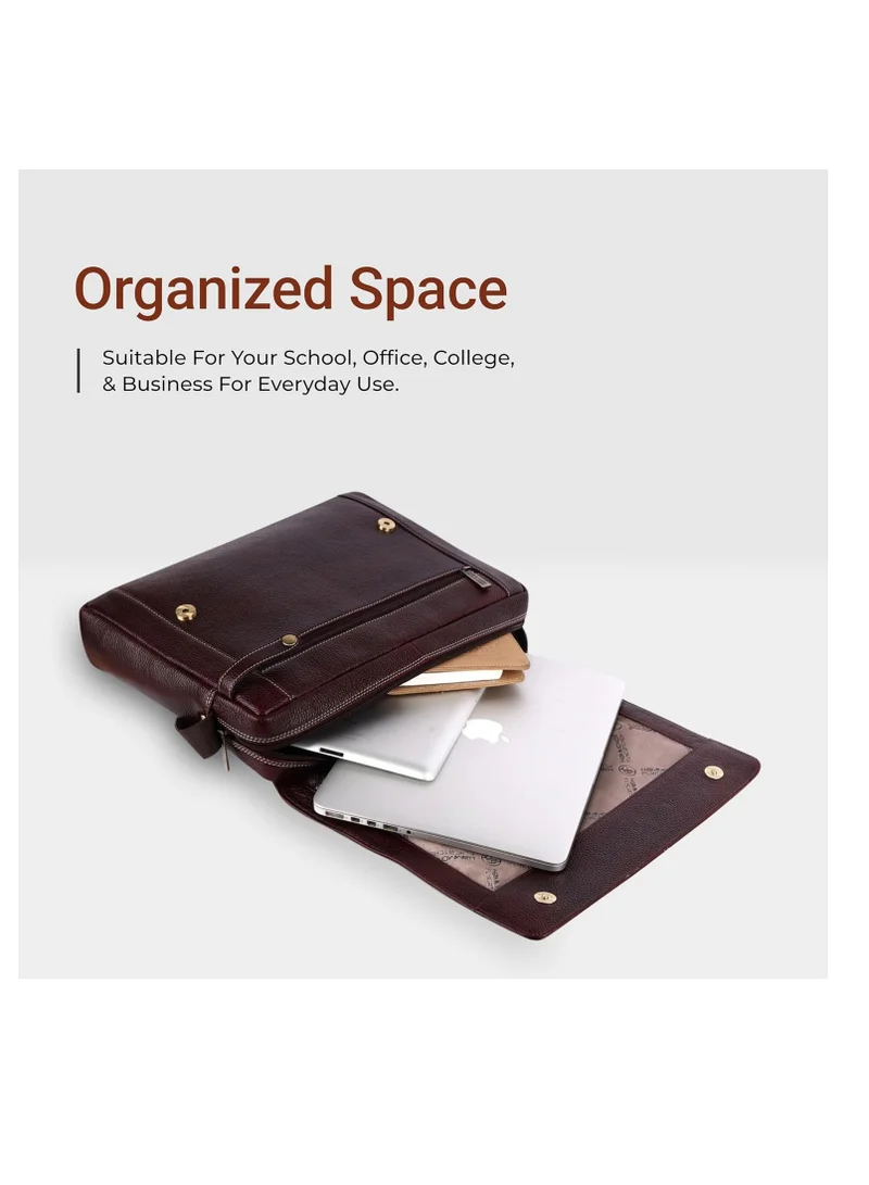 HAMMONDS FLYCATCHER Laptop Bag for Men - Leather Office Bag for Men - Fits 14 Inch Laptop - Messenger Shoulder Bag - Executive Satchel Bag for Office - Water Resistant | Brown | QRZF