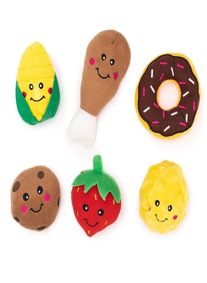 ZippyPaws Burrow Replacement Miniz - Interactive Dog & Puppy Toys for Boredom, Stimulating Pet Products to Keep Them Busy, Plush Refills for Hide & Seek Puzzle, Squeaky Enrichment - Mixed Food 6 Pack - Image 1
