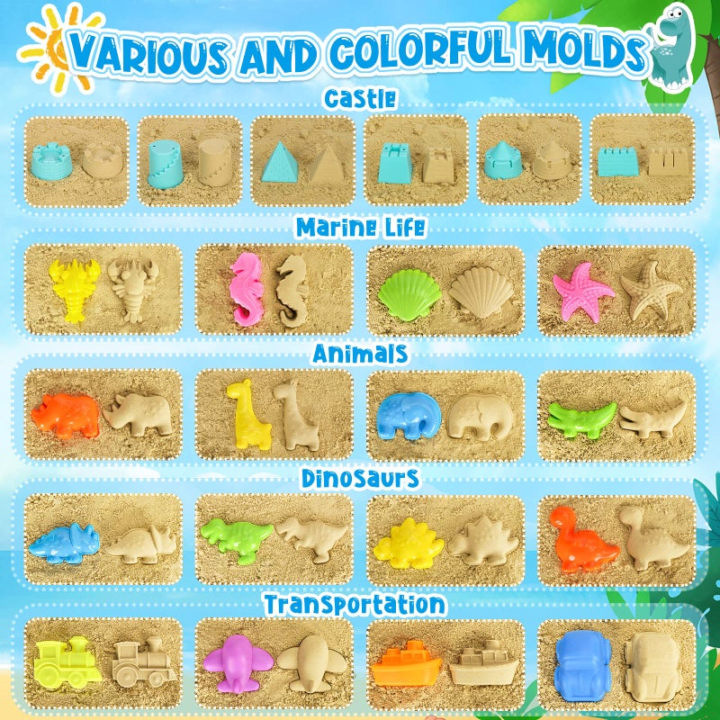 FHOZGECY Beach Toys Sand Toys for Kids Boys and Girls with 2 Construction Vehicle 2 Collapsible Bucket Sand Castle Building Kit Sand Molds Mesh Bag Outdoor Toys for Kids Ages 48 - Image 3