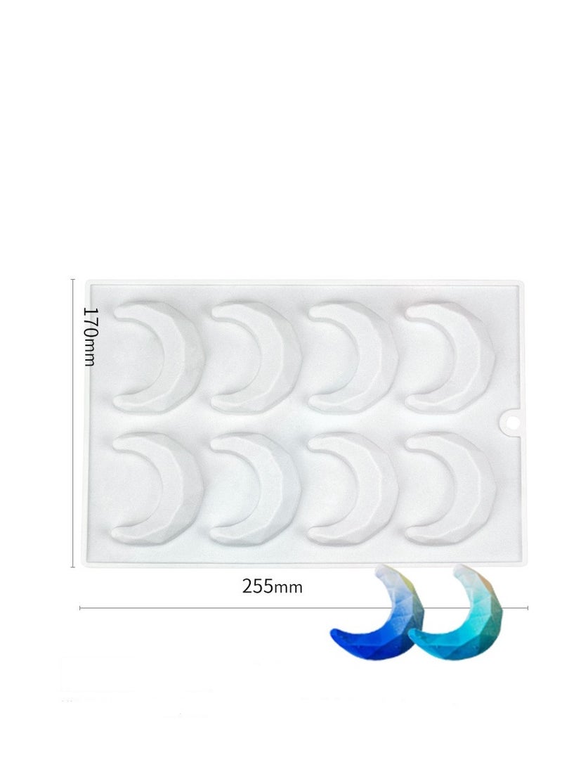 8 Cavity Moon Modeling Silicone Baking Mold Chocolate Fudge Making Mould DIY Cake Baking Decoration Making Silicone Baking Tray - Image 1