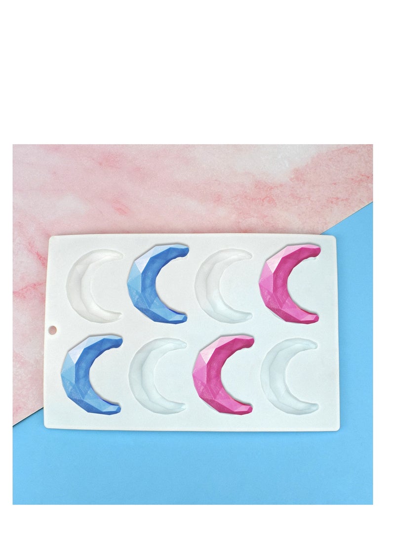 8 Cavity Moon Modeling Silicone Baking Mold Chocolate Fudge Making Mould DIY Cake Baking Decoration Making Silicone Baking Tray - Image 2
