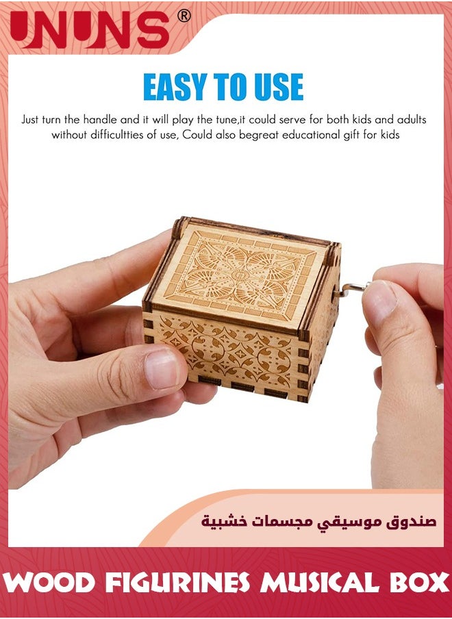 UNUNS صندوق موسيقى خشبي، صندوق موسيقى You Are My Sunshine Music Box، صندوق موسيقي خشبي عتيق منقوش بالليزر، هدية للزوجة والزوج والصديقة، لذكرى عيد ميلاد الزفاف، نمط 2  - Image 2
