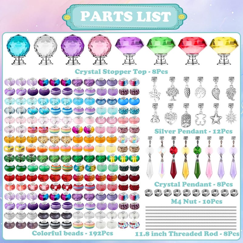 UFU 238Pcs DIY Fairy Wand Beaded Garden Stakes Kit, Fairy Wands Kit with Sparkling Crystal Pendants, Suitable for Different Holidays Garden Stakes Decorative Outdoor Beadable Items - Image 3