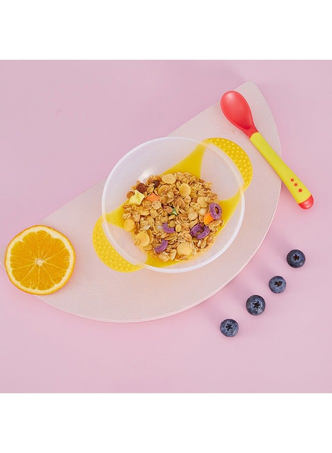 Sharpdo Suction Feeding Bowl with Temperature Sensing Spoon for Baby Silicone Non-Toxic Odourless and Harmless Material  BPA Free Dessert Food Feeding Tableware Set for Kids Yellow - Image 5