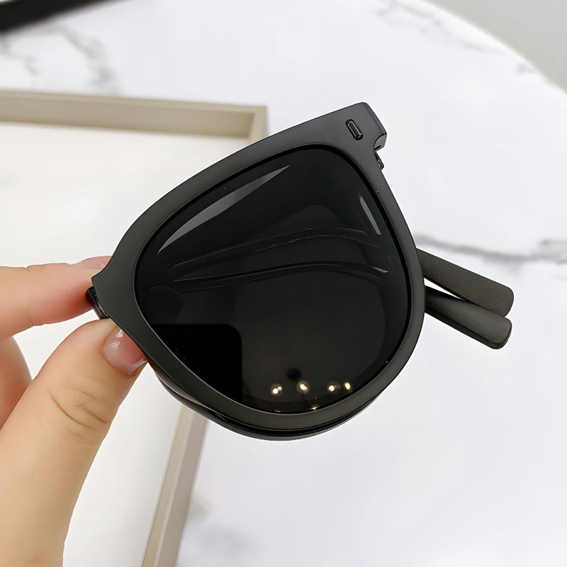 Generic Foldable Fashion Sunglasses UV Protection Polarized [three generations] ink black 