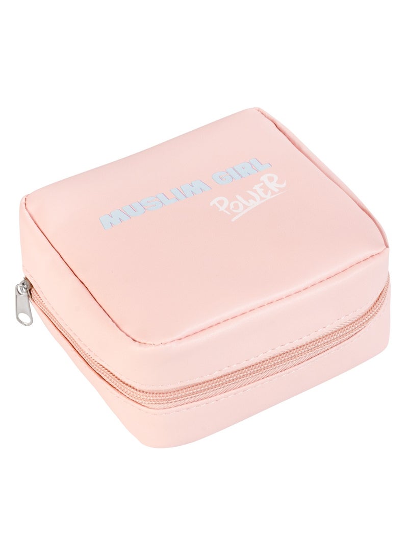 Hilalful HilalFul Muslim Girl Power Sanitary Storage Pouch | Hygiene | For Travel | Compact & Portable | Easy to Carry | Easy to Clean | Actibacterial | Multiple Compartments | Stylish | Water-Resistant  - Image 1