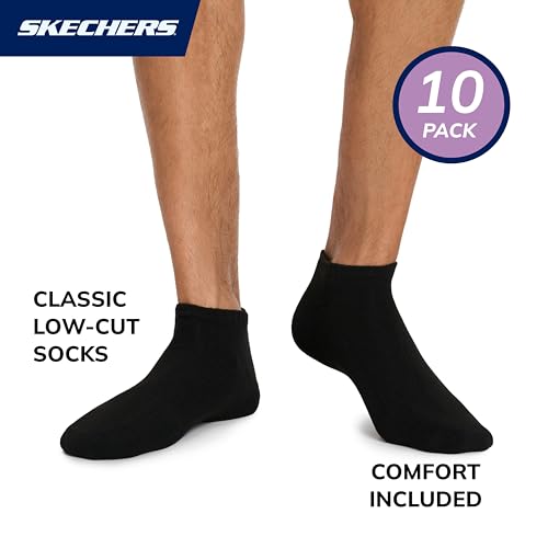 SKECHERS جوارب سكيشرز للرجال - عبوة 10 قطع - تصميم كلاسيكي قصير من تيري، مع قاعدة قدم مريحة ومبطنة - Image 2