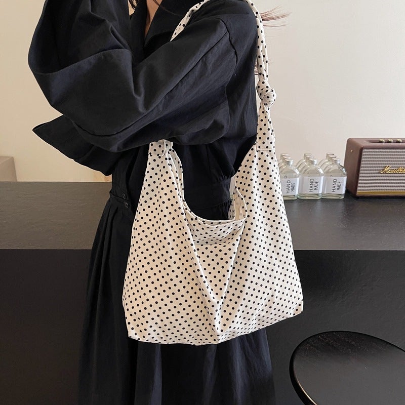 2024 Mori Style Girl'S Large Capacity Wave Dot Classic Daily Underarm Women'S Bag Shoulder Bag Nylon Cloth Bag - Image 1