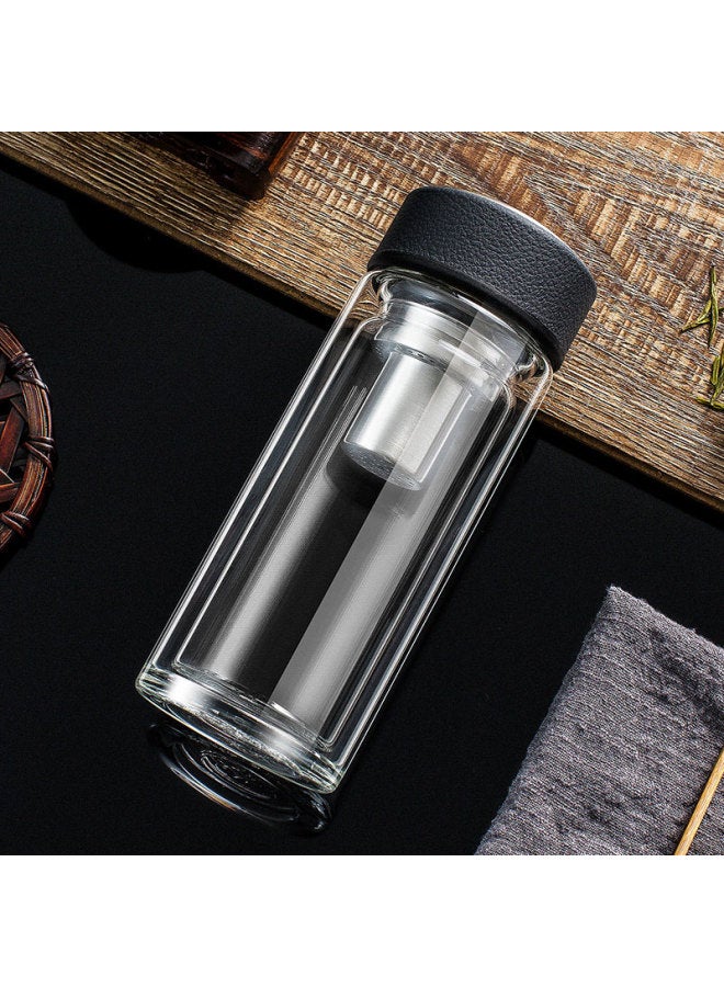 Wanxiang Double-Layer Glass Cup, Classic Leather Texture V21Rl, Business Office Gift Box, Tea Cup, 480Ml Large Capacity, Home Water Cup - Image 2
