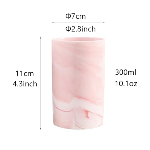 RabyLeo Marble ceramic mug, creative toothbrush holder, simple drinking cup. (Pink) - Image 2