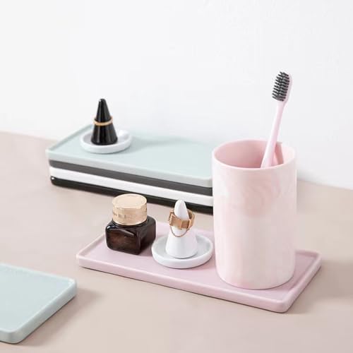 RabyLeo Marble ceramic mug, creative toothbrush holder, simple drinking cup. (Pink) - Image 4